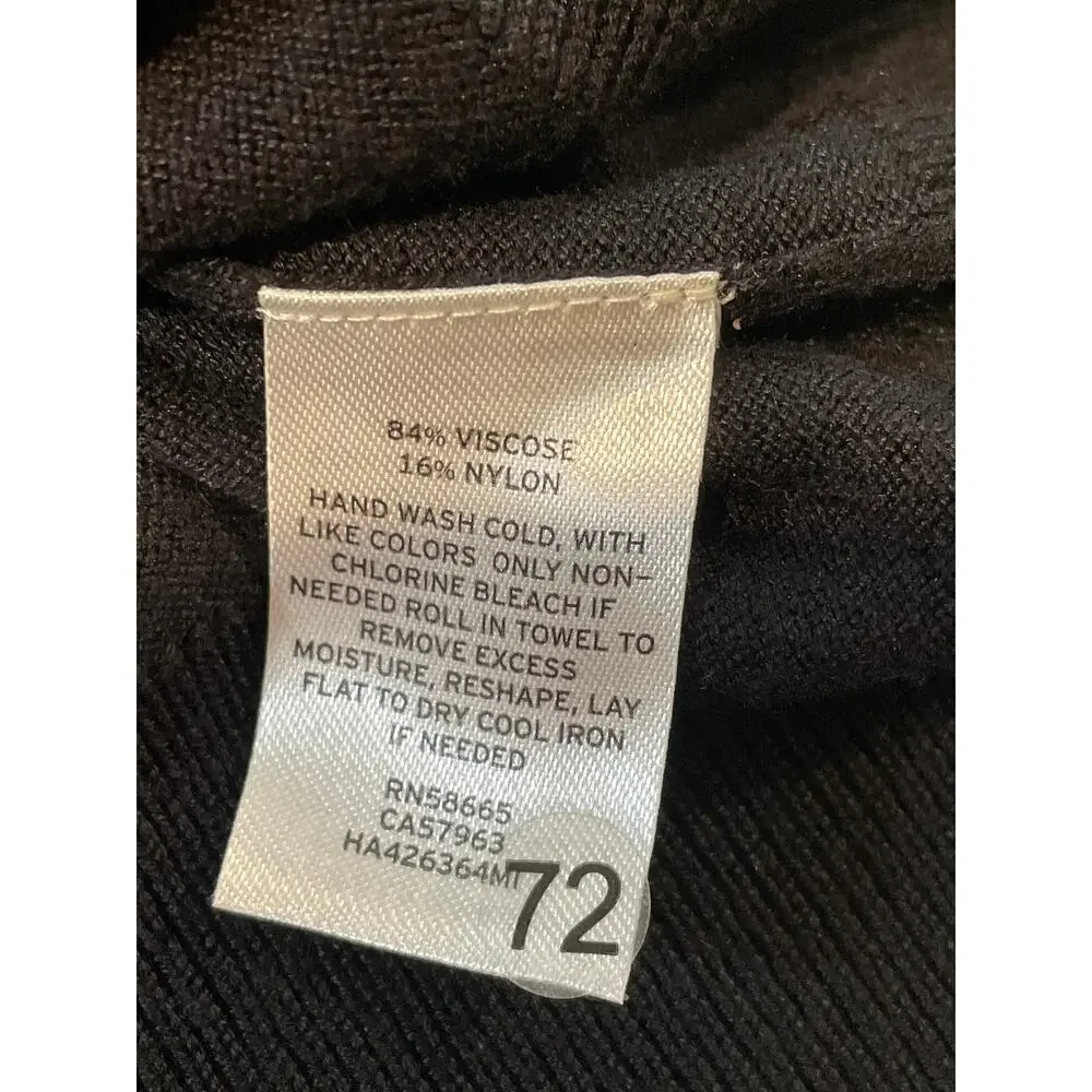 Halogen Black Knit Cardigan Size M Crew Neck Button Front Lightweight